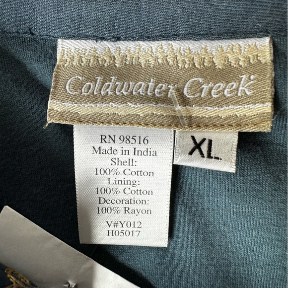 Cold water Creek New Embroidered Lightweight Jacket Shirt Blue 100%Cotton XL - Picture 6 of 7